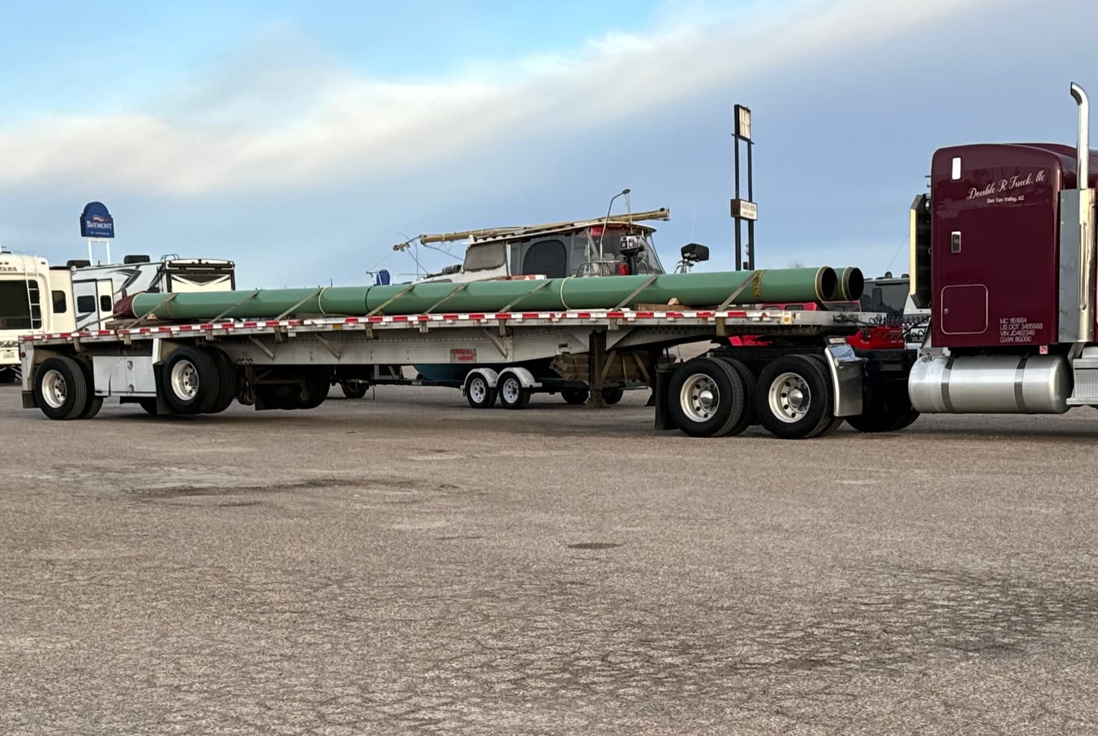 Freight on a flatbed trailer