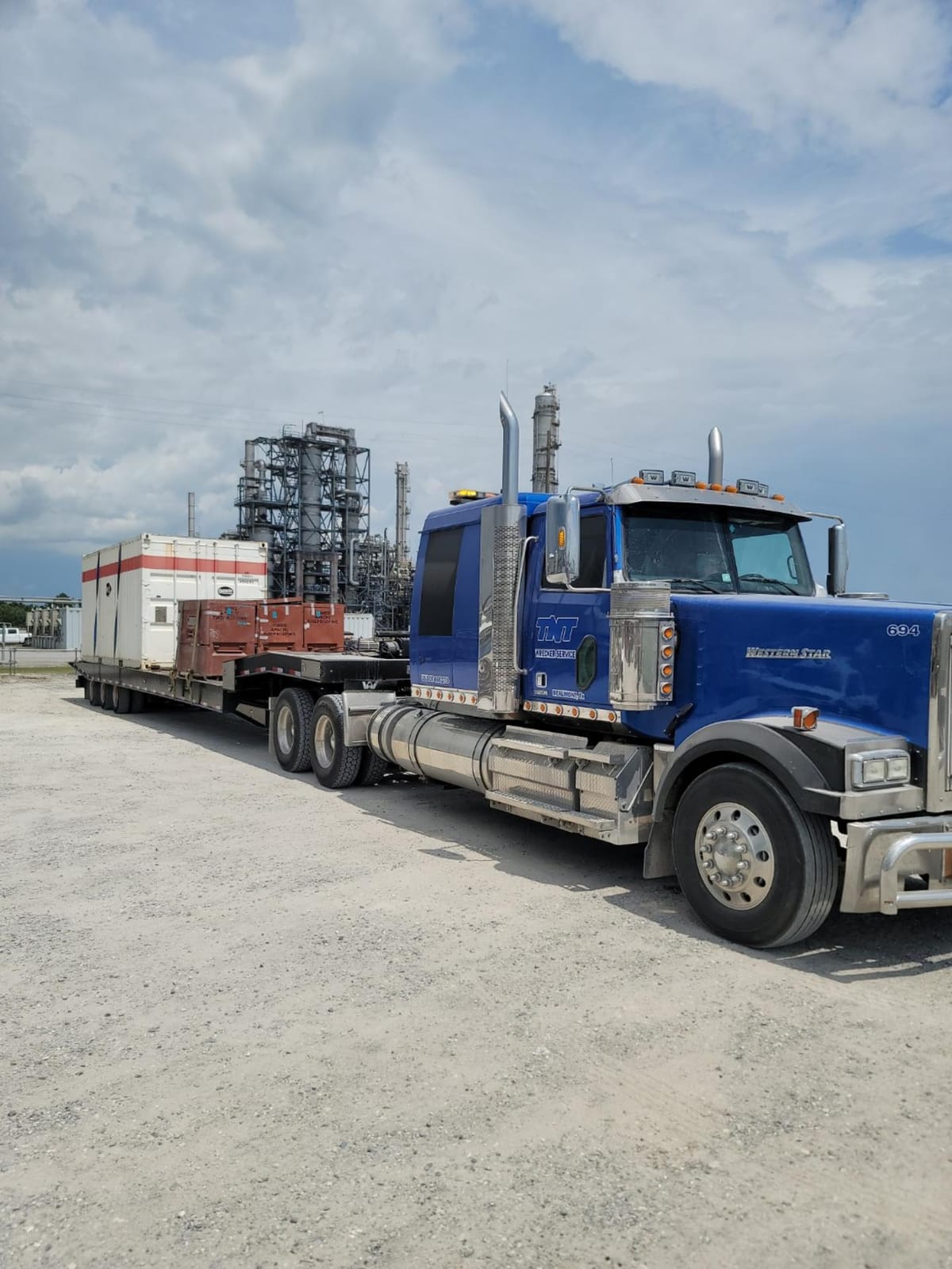 Freight load on a flatbed trailer